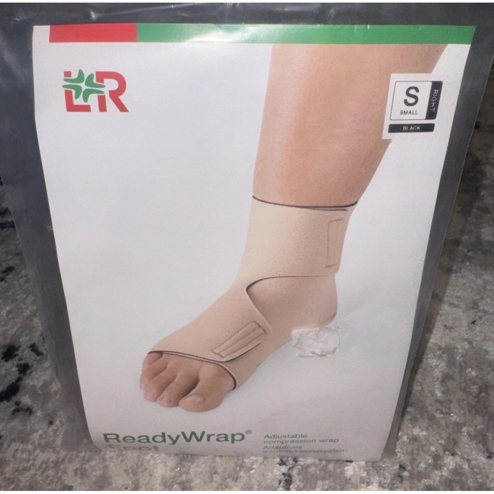L & R Black Adult Right Foot Sz Small Ready Wrap Adjustable Compression‎